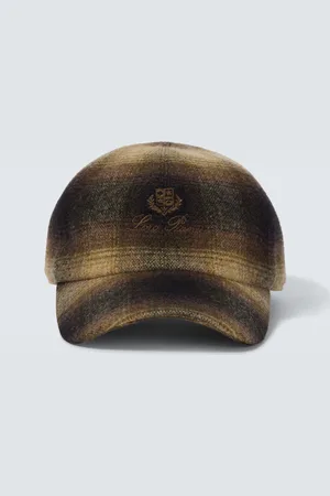 Loro Piana Cappello da baseball in lana e cashmere a quadri con logo