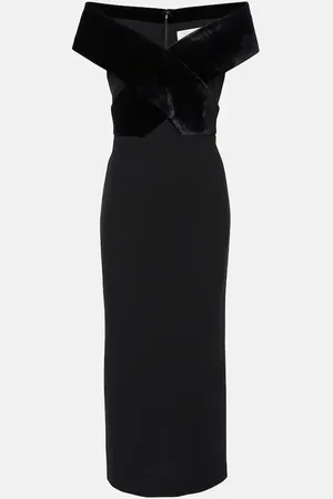 Roland Mouret Abito lungo in velluto con scollo bardot