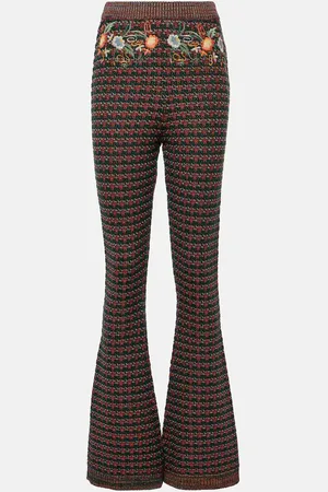 Etro Pantaloni flared in maglia con ricamo