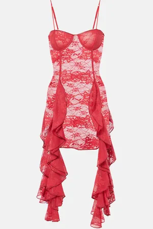 Oseree Oséree Abito bustier in pizzo con volant