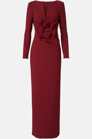 Roland Mouret Abito lungo in crêpe con applicazione floreale