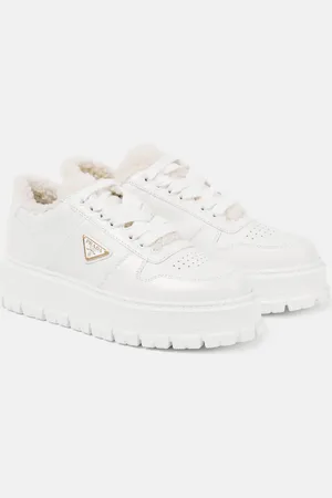 Prada Sneakers in pelle con shearling