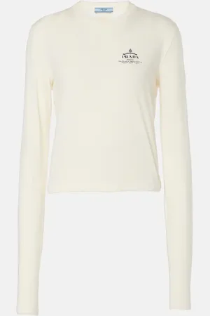 Prada Top in jersey di cotone con logo