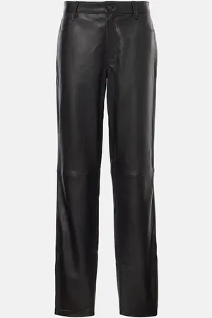 Totême Pantaloni regular in pelle a vita media