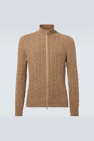 Loro Piana Pullover in cashmere a trecce con zip