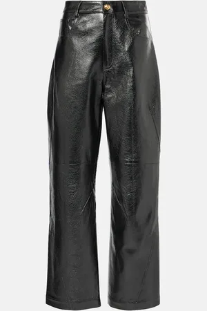 JACQUES WEI Pantaloni a gamba larga in pelle