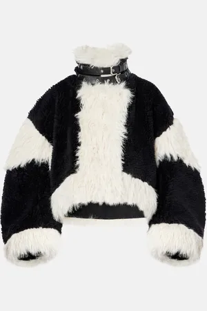 SACAI Giacca in lana con pelliccia sintetica