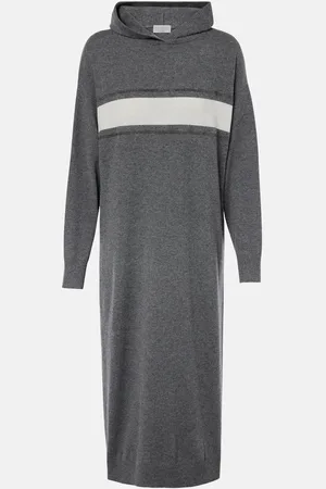 Brunello Cucinelli Abito midi in lana, cashmere e seta