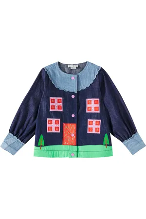 Stella McCartney Blusa di jeans con stampa e ricamo