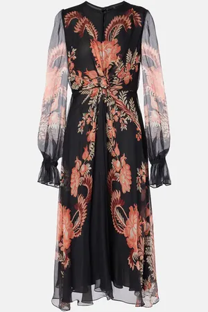 Etro Abito midi in seta con stampa floreale