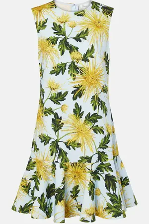 Oscar de la Renta Abito corto Chrysanthemum in misto cotone
