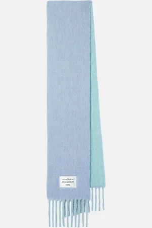 Acne Studios Sciarpa in misto lana con frange e logo