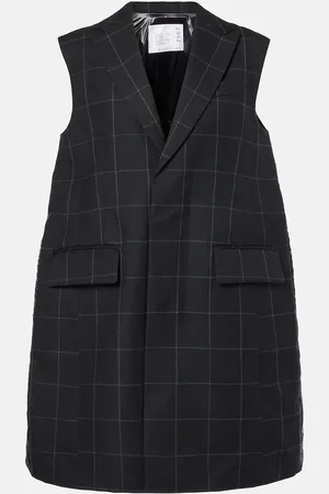 SACAI Gilet imbottito in lana a quadri