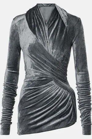 Rick Owens Top Magnetic in velluto con ruches