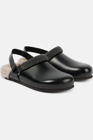 Brunello Cucinelli Mules in pelle con shearling