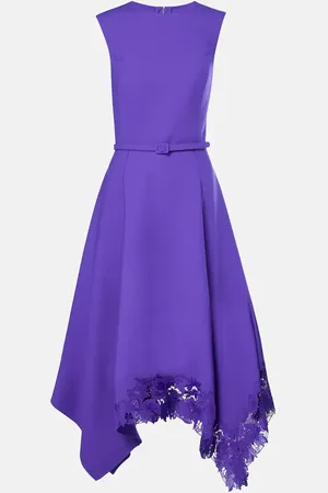 Oscar de la Renta Abito midi asimmetrico Peony in guipure