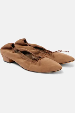 The Row Ballerine Awar in suede con shearling