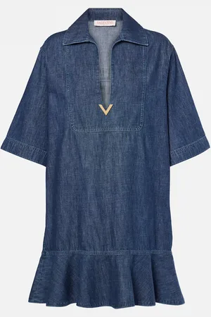 VALENTINO Abito corto VGold in chambray di cotone