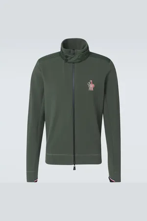 Moncler Cardigan in pile con zip e logo