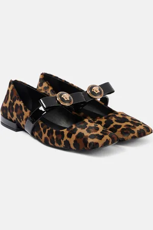 VERSACE Ballerine Mary Jane Gianni Ribbon in cavallino