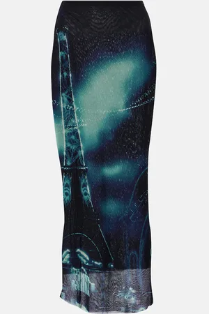 Jean Paul Gaultier Gonna midi in mesh con stampa
