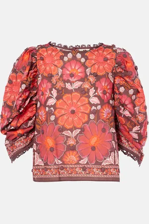 Farm Rio Blusa Gigi Tapestry in cotone con stampa