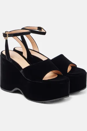 Gianvito Rossi Sandali in velluto con zeppa