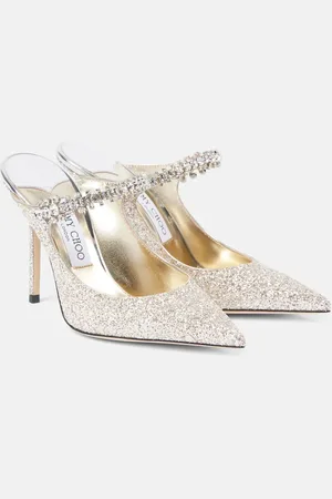 Jimmy Choo Mules Bing 100 con glitter e cristalli