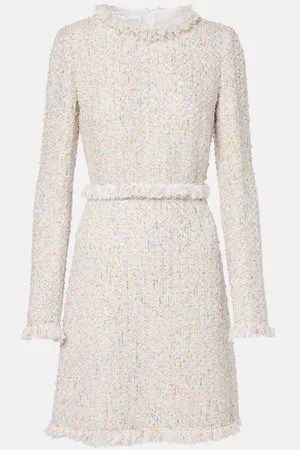 Giambattista Valli Abito corto in bouclé con frange
