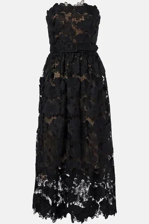 Oscar de la Renta Abito bustier lungo in pizzo