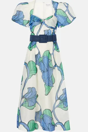 Rebecca Vallance Abito midi Blue Ivy in seta e lino