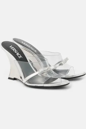 VERSACE Mules Gianni Ribbon 95 in PVC con zeppa