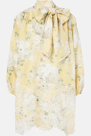 ZIMMERMANN Abito corto Acacia in lino con stampa