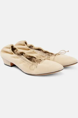 The Row Ballerine Awar in suede con shearling