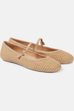 Gianvito Rossi Ballerine Carla effetto rafia con pelle