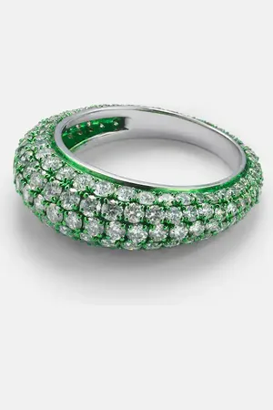 Kamyen Anello Lime Disco in oro bianco 18kt con diamanti