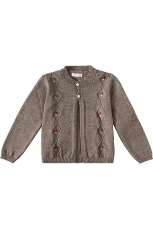 La Coqueta Cardigan Espina in lana con ricamo