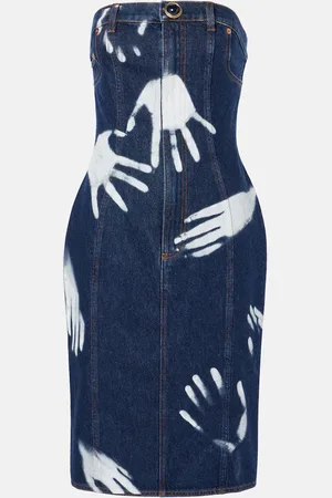 AREA Abito midi di jeans con stampa