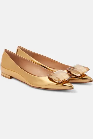 Gianvito Rossi Ballerine Jaipur in pelle metallizzata
