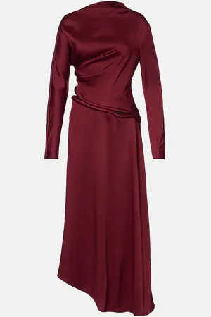 Victoria Beckham Abito midi in crêpe di raso drappeggiato