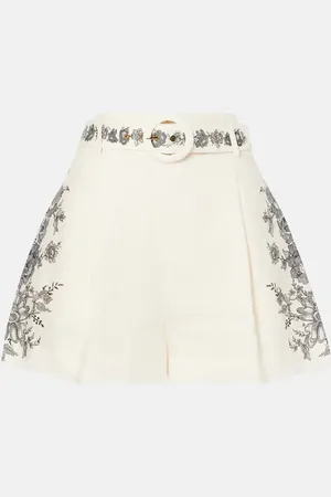 ZIMMERMANN Shorts in lino con stampa floreale