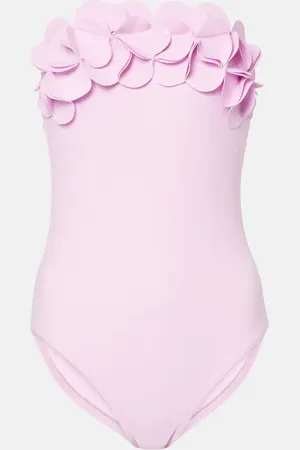 Karla Colletto Costume intero a fascia con applicazioni floreali