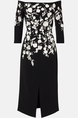 Carolina Herrera Abito midi con scollo bardot