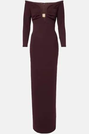 Roland Mouret Abito lungo in cady con scollo bardot