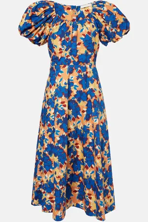 ULLA JOHNSON Abito midi Imara in popeline di cotone