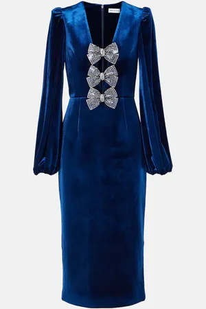 Rebecca Vallance Abito midi in velluto con cristalli