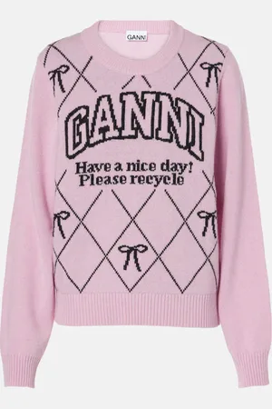 Ganni Pullover in misto lana con intarsio