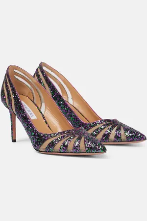 Aquazzura Pumps Spy 75 in mesh con glitter