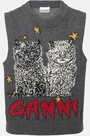 Ganni Pullover senza maniche in misto lana
