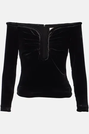 Roland Mouret Top in velluto con scollo bardot